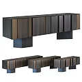 Modern Dark Wooden Entryway Cabinet and Sideboard with Multiple Functional Storage Units 3d model