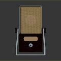 Vintage Speaker Design With Metallic Mesh Front Brown Base Control Knobs And Classic Button 3d model