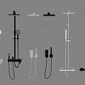 Modern Black And White Shower Systems With Handheld And Fixed Heads 3d model