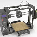 Professional 3D Printer Office Appliance with Green Filament Spool Control Panel and Printing Bed