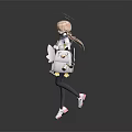 Long Pink Haired Game Character With Golden Halo School Uniform White Wings And Knee High Socks