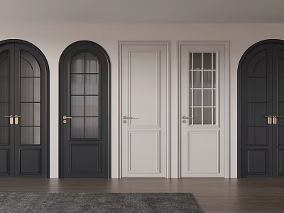 Modern Black And White Hinged Doors With Glass Panels And Sleek Interior Design 3d model