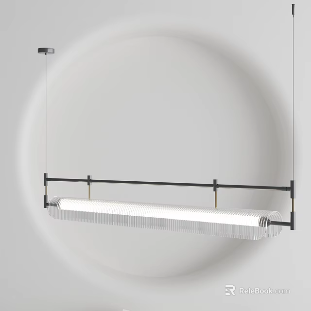 Modern Linear Pendant Light With Black Metal Frame And Transparent Glass Shade 3d model 