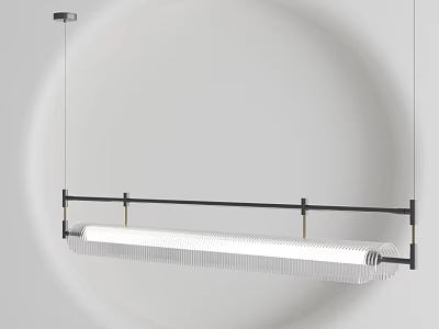 Modern Linear Pendant Light With Black Metal Frame And Transparent Glass Shade 3d model