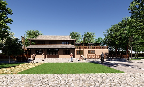 Chinese-style Folk House, Northern Folk House, Rammed Earth Building 3d model