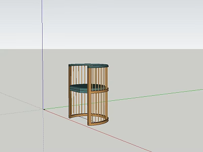 Modern Leisure Chair With Wooden Woven Frame And Green Cushioned Seat 3d model