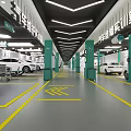 Well Equipped Auto Maintenance Store Interior With Service Cars And Professional Tools