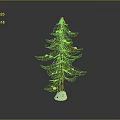 Green Tree With Brown Trunk And White Decorations And Snow At The Bottom