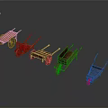 Five Vintage Wooden Wheelbarrows Arranged On Dark Background With Classic Design