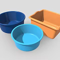 Assorted Plastic Containers in Blue Light Blue Orange Round and Square Shapes