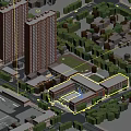 Aerial View Of Modern School Buildings With Roads And Greenery