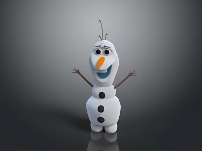 Happy Olaf Snowman Character With Open Arms And Smiling Face 3d model