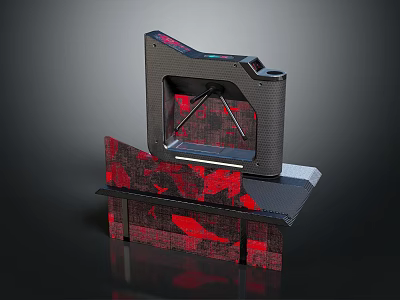 Black Device With Red Patterned Base Modern Design And Durable Structure Features 3d model