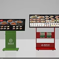Commercial Digital Menu Display Stands with Colorful Bases and Food Images for Restaurants