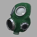 Classic Green Gas Mask With Circular Lenses Metallic Components And Filters