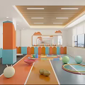 Kindergarten Indoor Activity Room With Colorful Decor And Play Equipment