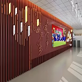 School Cultural Wall With Wooden Strips Lighting And Youth Dream