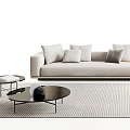 Modern Sofa Coffee Table Combination With Armchairs Side Lamp And Neutral Rug 3d model