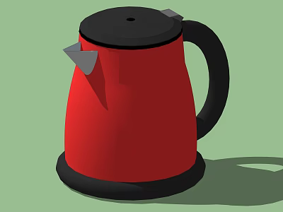 Red Electric Kettle With Black Lid And Handle For Daily Use 3d model