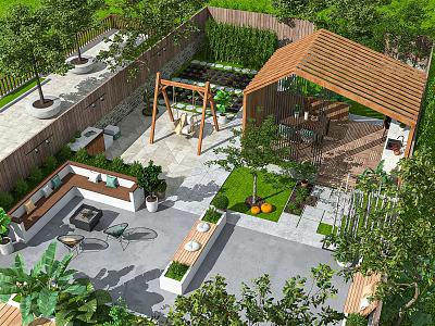 Modern Courtyard Courtyard Garden 3d model