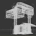 Sci Fi Industrial Gray Structure With Pillars Top Compartment And Geometric Design 3d model