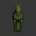 Green Mythical Hybrid Animal with Striped Skin Crocodile Head Horse Body Sharp Teeth Reptilian Tail