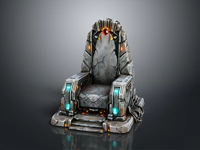 Alien shaped Sofa With Throne like Design Stone Texture Glowing Lights And Mechanical Details 3d model