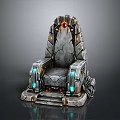 Alien shaped Sofa With Throne like Design Stone Texture Glowing Lights And Mechanical Details