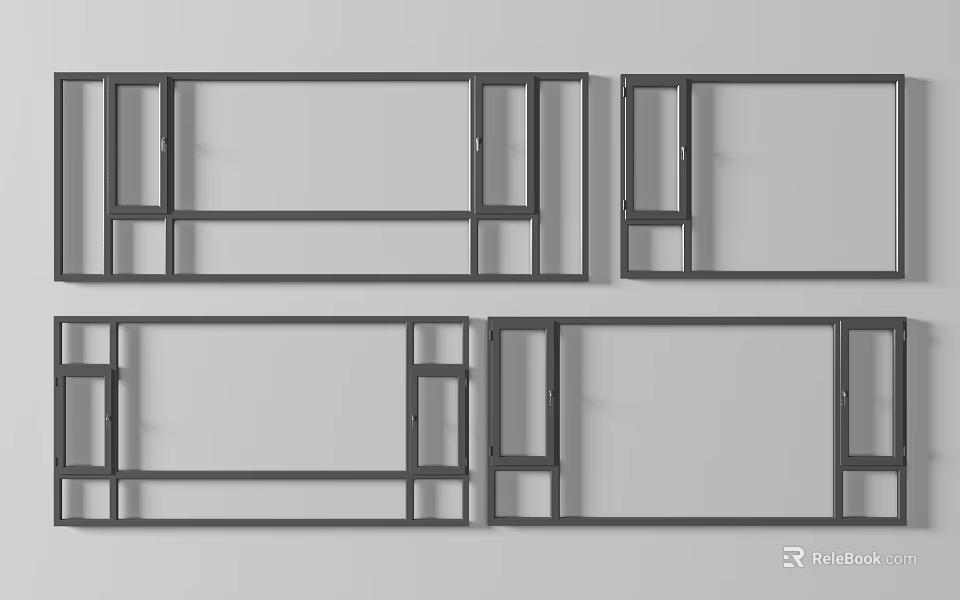 Modern Floor to Ceiling Window Frames with Glass Structure for Home Interior Design 3d model