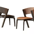 Modern Single Chairs With Wooden Frame Leather Seat And Metal Accents Design