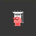Red And Silver Industrial Machine With Hopper Base Motor And Black Pipes