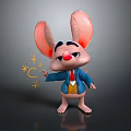 Animated Mouse Character With Big Ears Blue Coat Yellow Vest Red Tie And Math Symbols