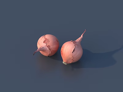 Fresh Pink Onions With Peeled Skin On Dark Background With Shadows 3d model