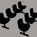 Modern Black Public Chairs With Metal Frame For Public Seating Arrangement