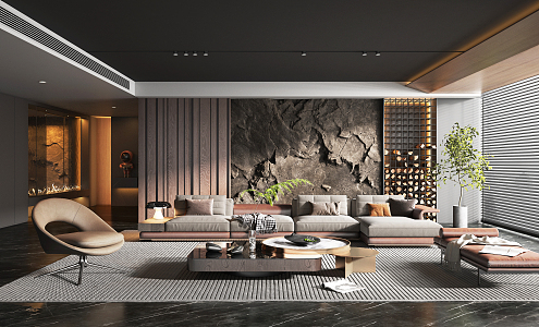 Modern Minotti living room 3d model