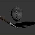 Medieval Weapons Set Including Helmet Axe And Shield With Intricate Details