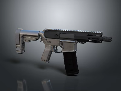 Modern Tactical Rifle With Metal Finish Black Magazine And Rail System For Tactical Shooting 3d model