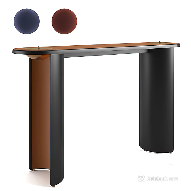 Modern Console Table Design With Black Brown Frame And Wooden Top 3d model 