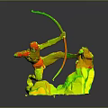Dynamic Bronze Archer Statue With Bow And Rock Base Sculpture Design
