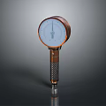 Precision Pressure Gauge With Round White Dial Brown Casing Textured Metal Handle