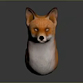 Game Movie Character 3D Fox Head Model With Realistic Orange White Fur And Yellow Eyes