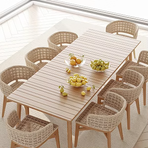 Modern Outdoor Dining Table and Chair 3d model