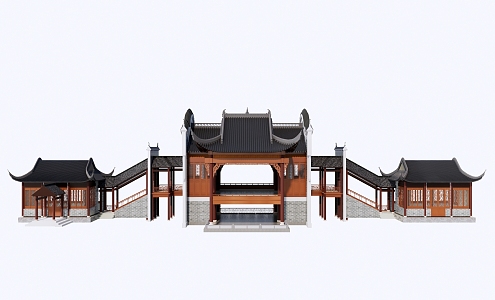 Chinese Stage Huizhou Stage Village Stage Common People Stage Village Stage Villagers Activities Village Stage 3d model