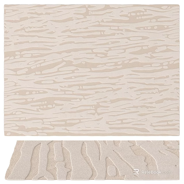 Light Beige Square Rug With Natural Striped Textured Surface For Modern Home Decor 3d model 