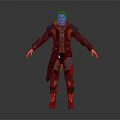 Game Movie Character Wearing Futuristic Gray And Red Armored Costume With Metallic Texture