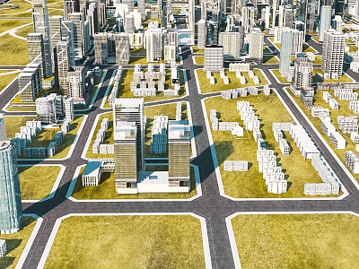 Modern Aerial View Urban Age Planning Aerial View 3d model