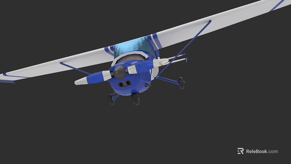 Blue And White Small Airplane Model With Wings And Propeller Design 3d model