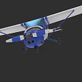 Blue And White Small Airplane Model With Wings And Propeller Design 3d model