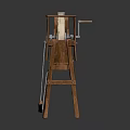 Traditional Wooden Manual Grindstone Tool With Stable Wooden Stand And Round Grinding Wheel