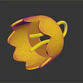 Shiny Golden Decorative Object With Smooth Reflective Surface On Black Background